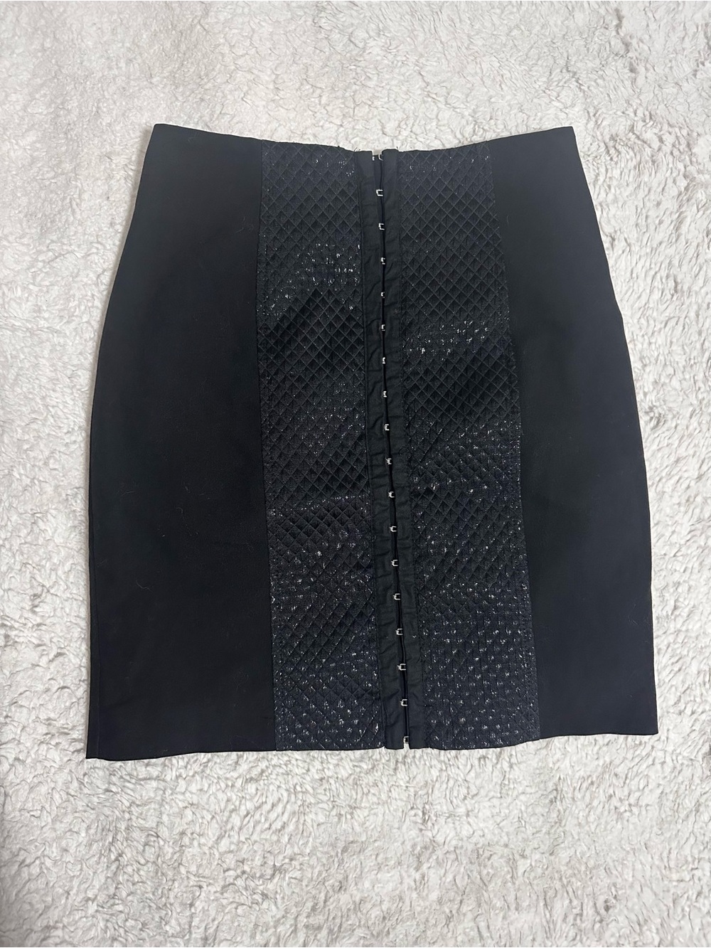 Black Hook-and-Eye Pencil Skirt